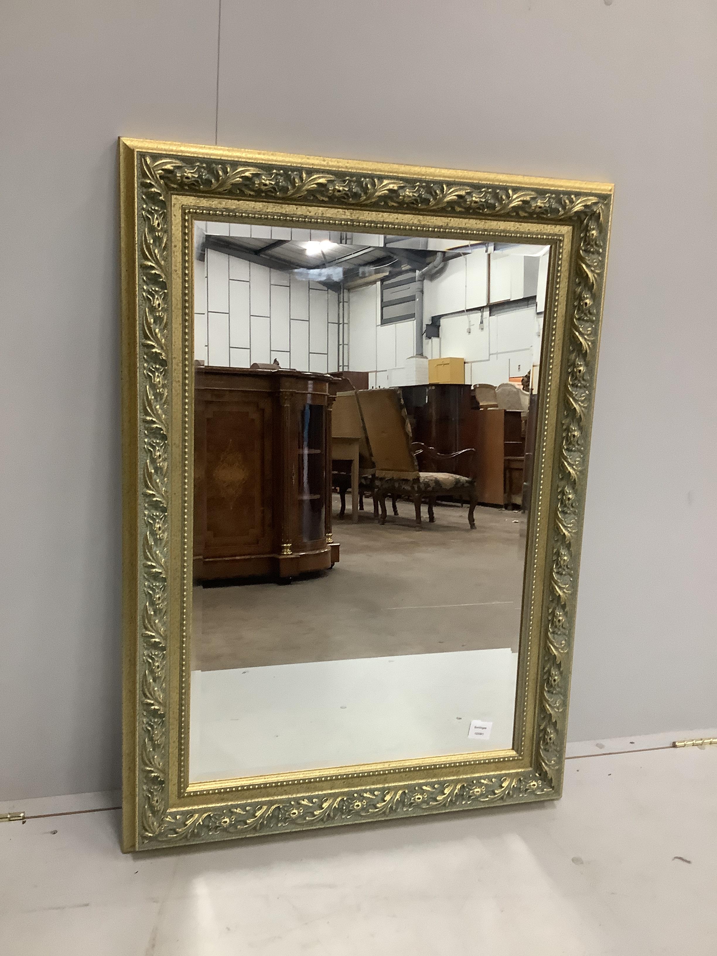 A Victorian style rectangular composition wall mirror, width 77cm, height 108cm